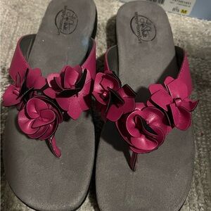 Life Stride Fuchsia Floral Sandals